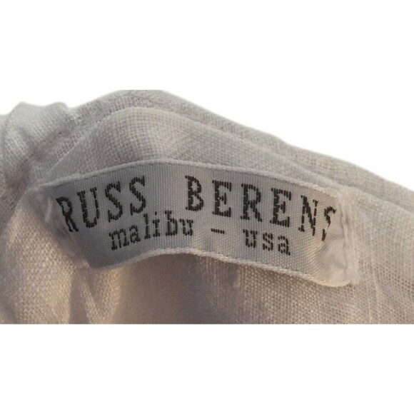 Russ Berens Skirt Women's Size Medium White 100% Linen Stretch Waist Lace Trim - Picture 5 of 7